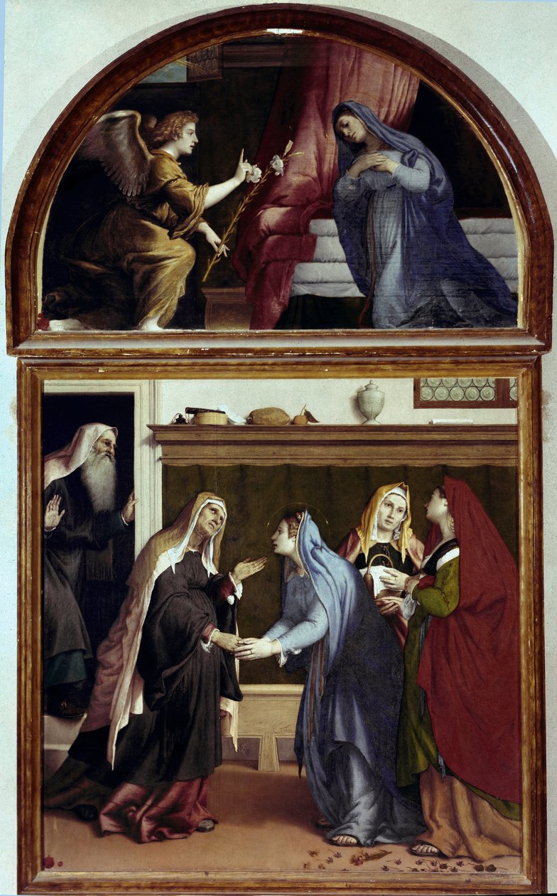 Die Verkündigung. Teil des Altars der Heimsuchung von Lorenzo Lotto