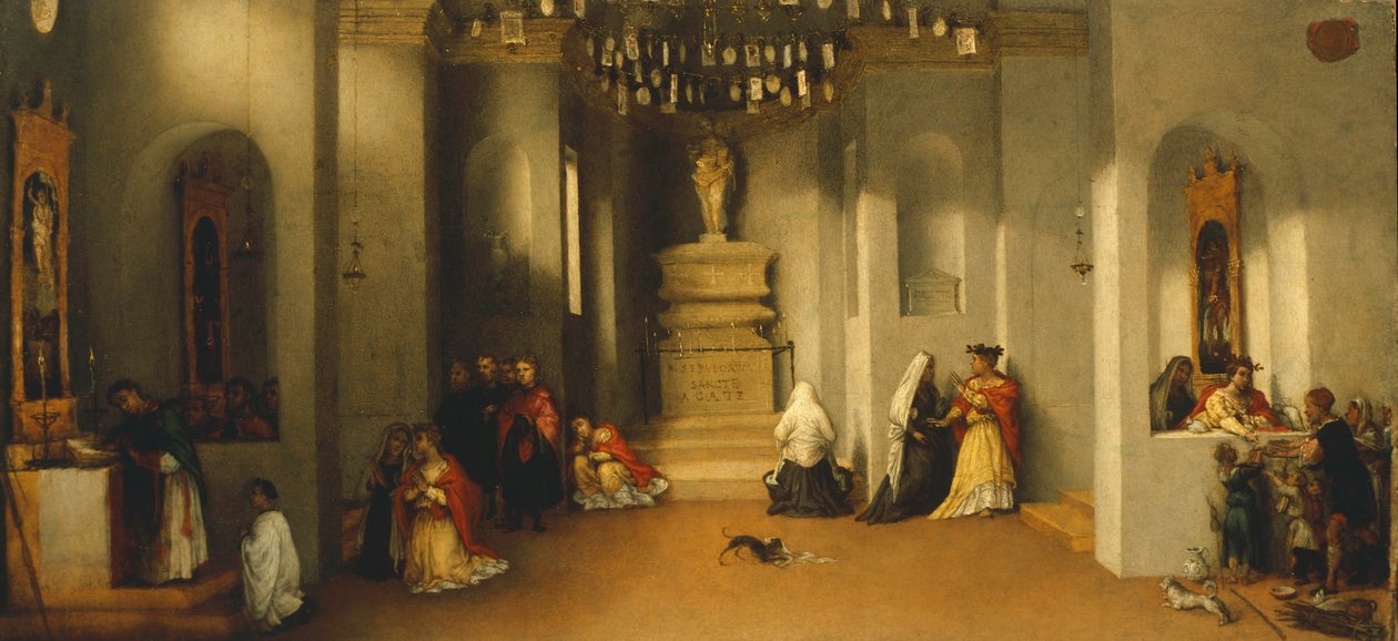 Die Berufung der Heiligen Lucia, erstes Panel der Predella des Altarbildes der Heiligen Lucia von Lorenzo Lotto