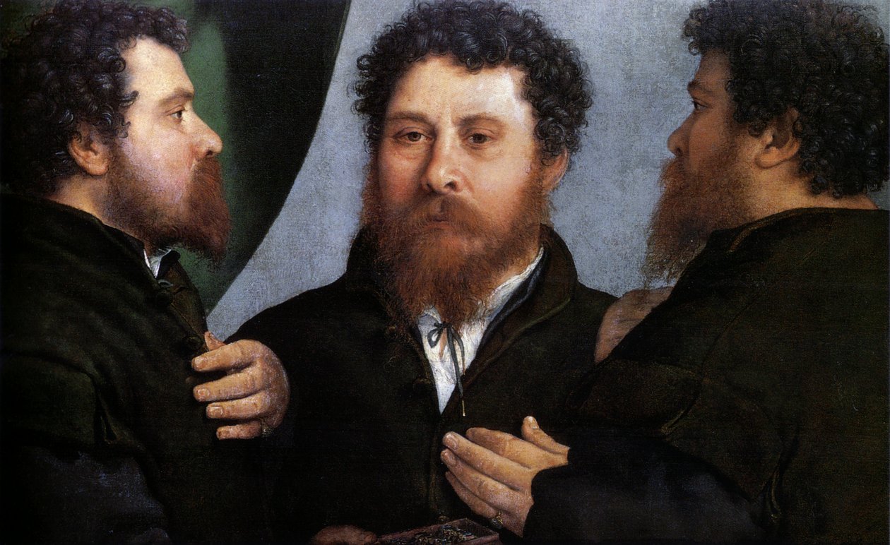 Dreifachporträt eines Goldschmieds (Bartolomeo Carpan?) von Lorenzo Lotto