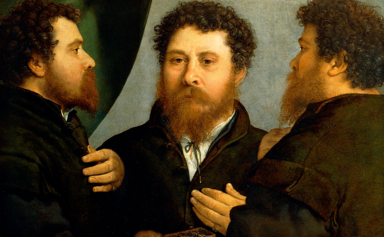 Dreifachporträt eines Goldschmieds von Lorenzo Lotto