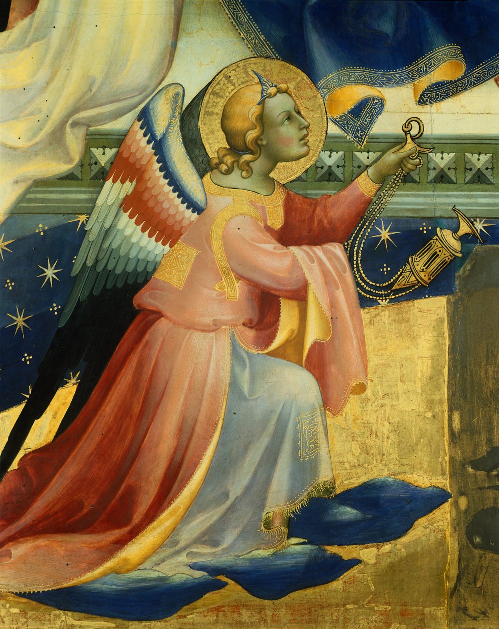 Kniender Engel, Detail aus dem zentralen Panel der Krönung der Jungfrau von Lorenzo Monaco (ca. 1370-1425) von Lorenzo Monaco