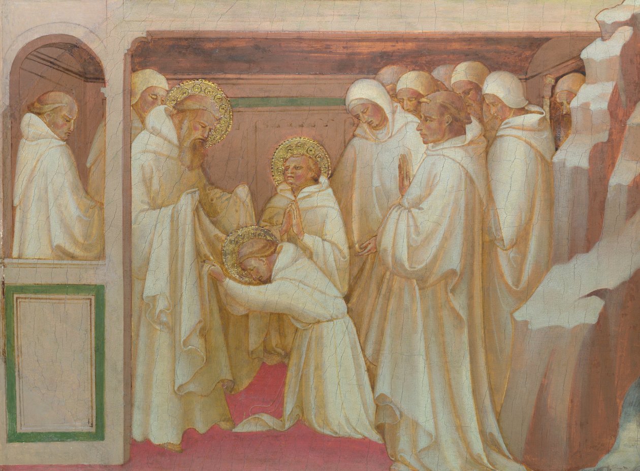Der heilige Benedikt nimmt Heilige in den Orden auf von Lorenzo Monaco