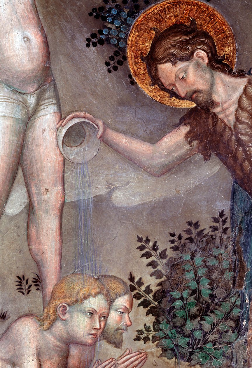 Johannes der Täufer tauft die Menge im Jordan, Detail (Fresko) von Lorenzo Salimbeni