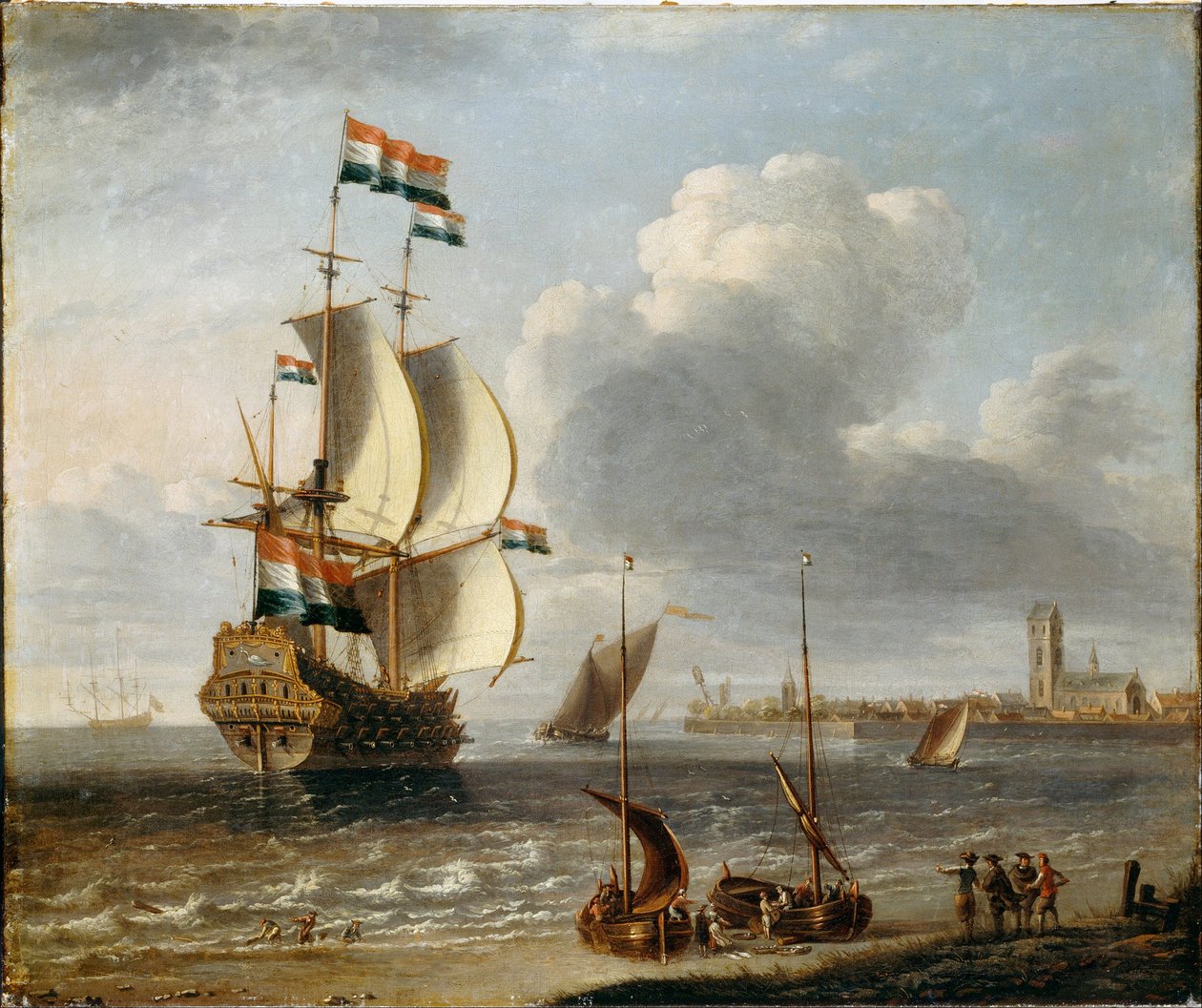 Ein niederländisches Ostindienfahrer vor Hoorn von Lorenzo a Castro