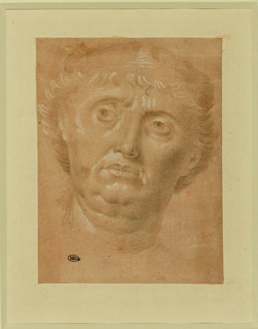 Porträt eines Mannes, Frontalansicht, Augen nach links von Lorenzo di Credi