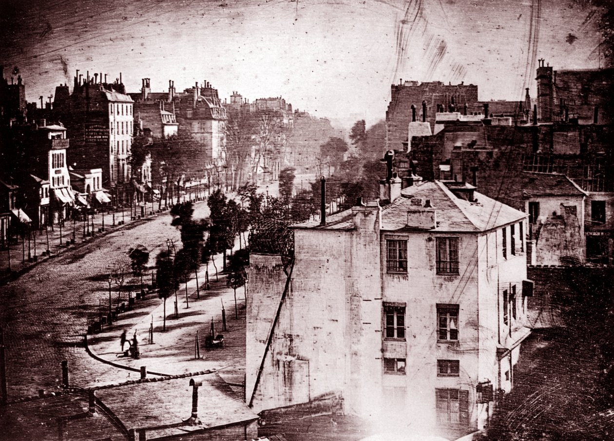 Boulevard du Temple, Paris, 3. Arrondissement, 1838 (Daguerreotypie) von Louis Jacques Mande Daguerre