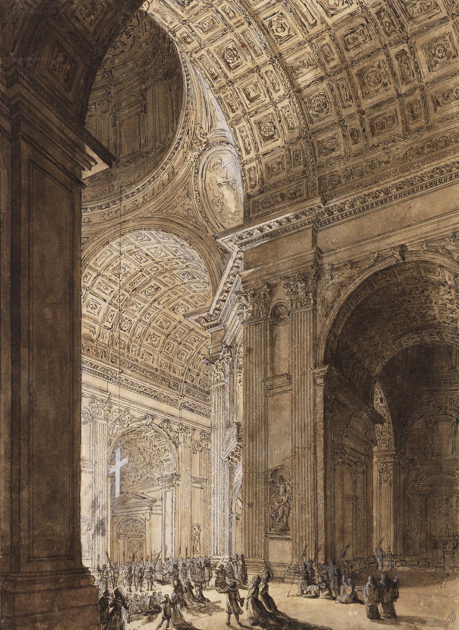 Innenraum von St. Peter beleuchtet von Louis Jean Desprez