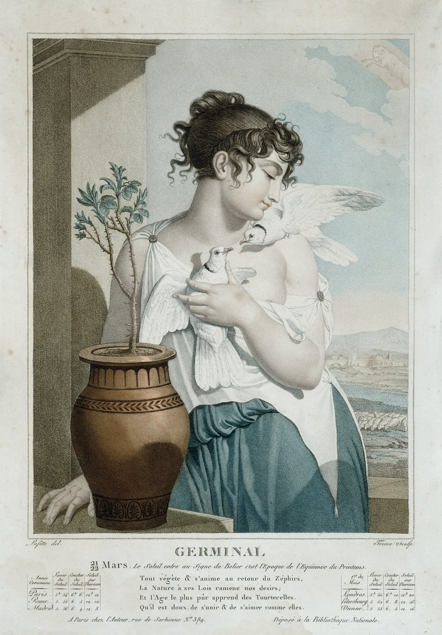 Germinal (März-April), siebter Monat des republikanischen Kalenders, graviert von Tresca, ca. 1794 von Louis Lafitte