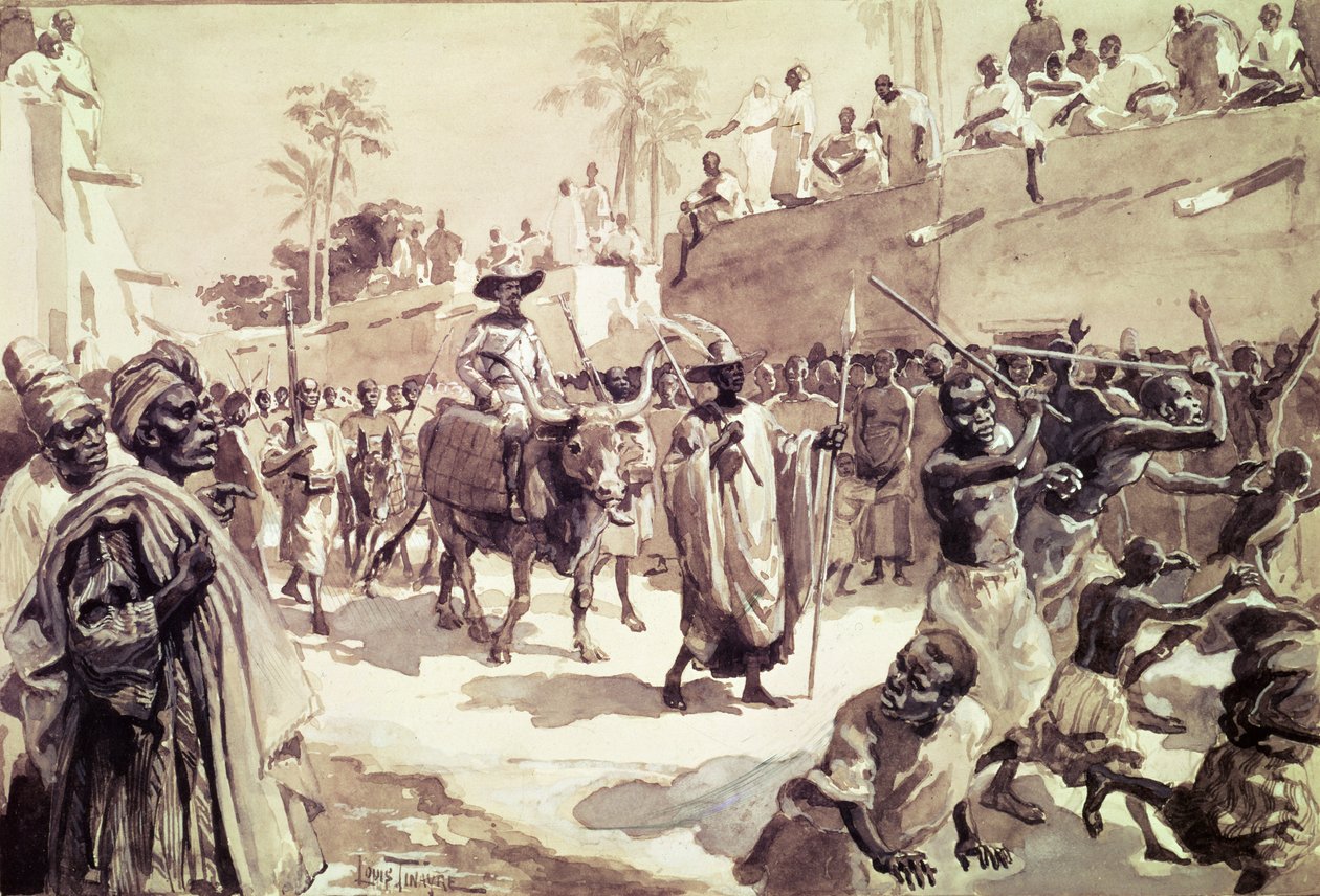 Einzug von Hauptmann Louis Gustave Binger (1856-1936) in Kong im Jahr 1888 von Louis Tinayre