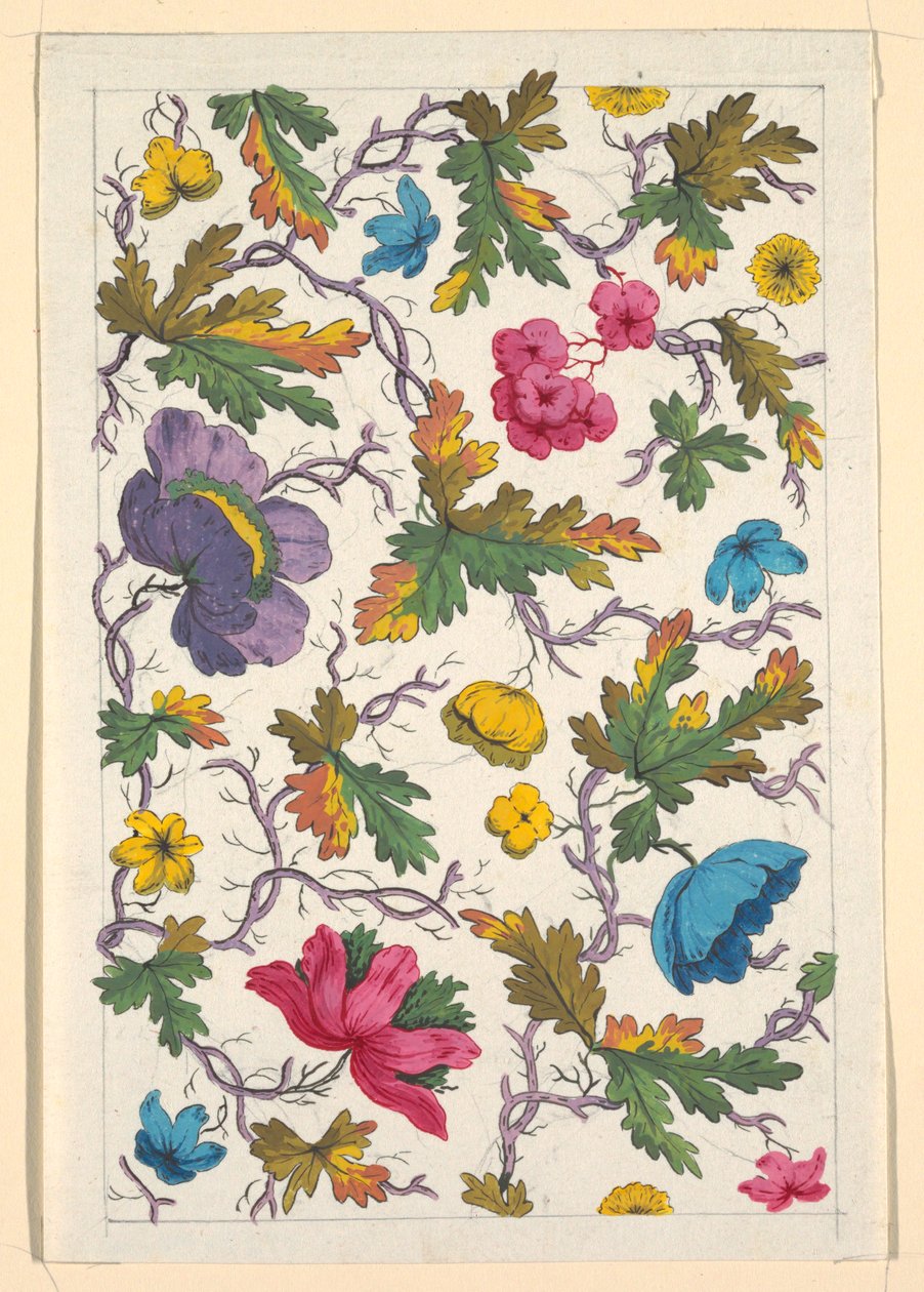 Blumendesign für bedruckten Stoff von Louis Albert DuBois