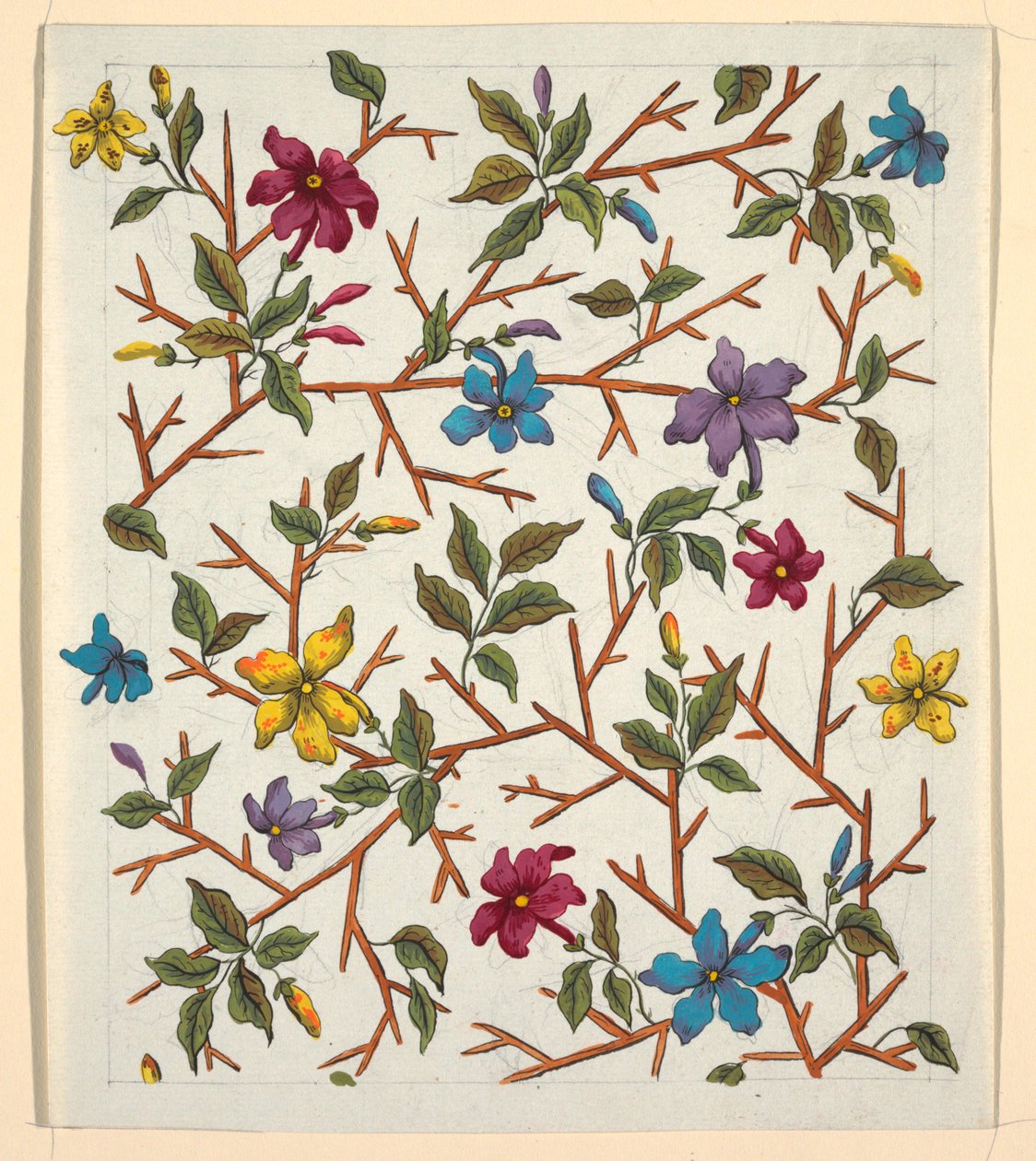 Blumendesign für bedruckten Stoff von Louis Albert DuBois