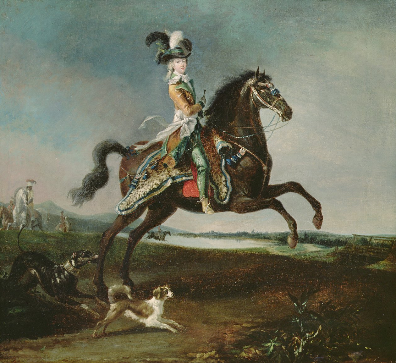 Reiterporträt von Marie-Antoinette in Jagdkleidung, 1783 von Louis Auguste Brun or Brun de Versoix