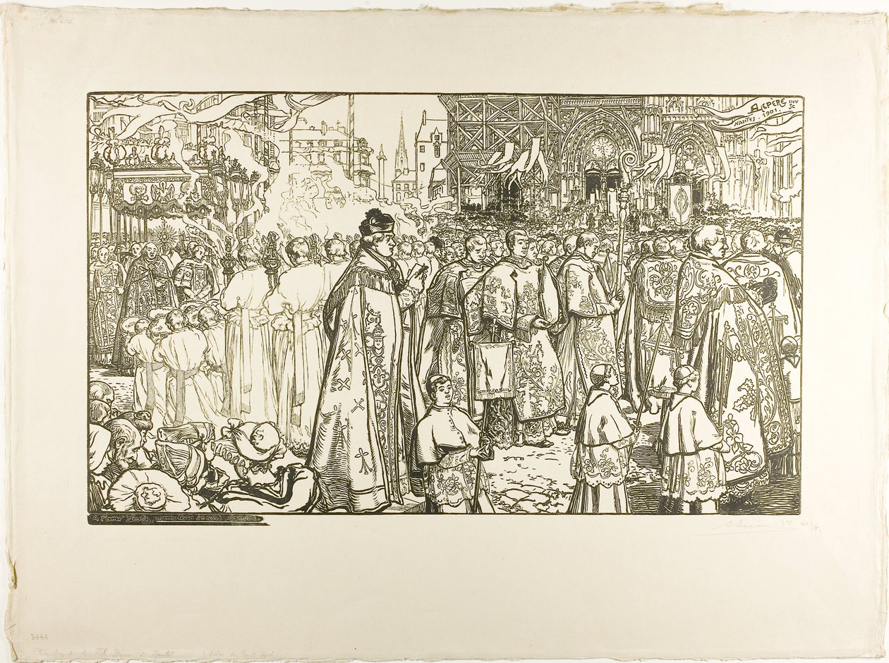 Die Fronleichnamsprozession, Nantes von Louis Auguste Lepère