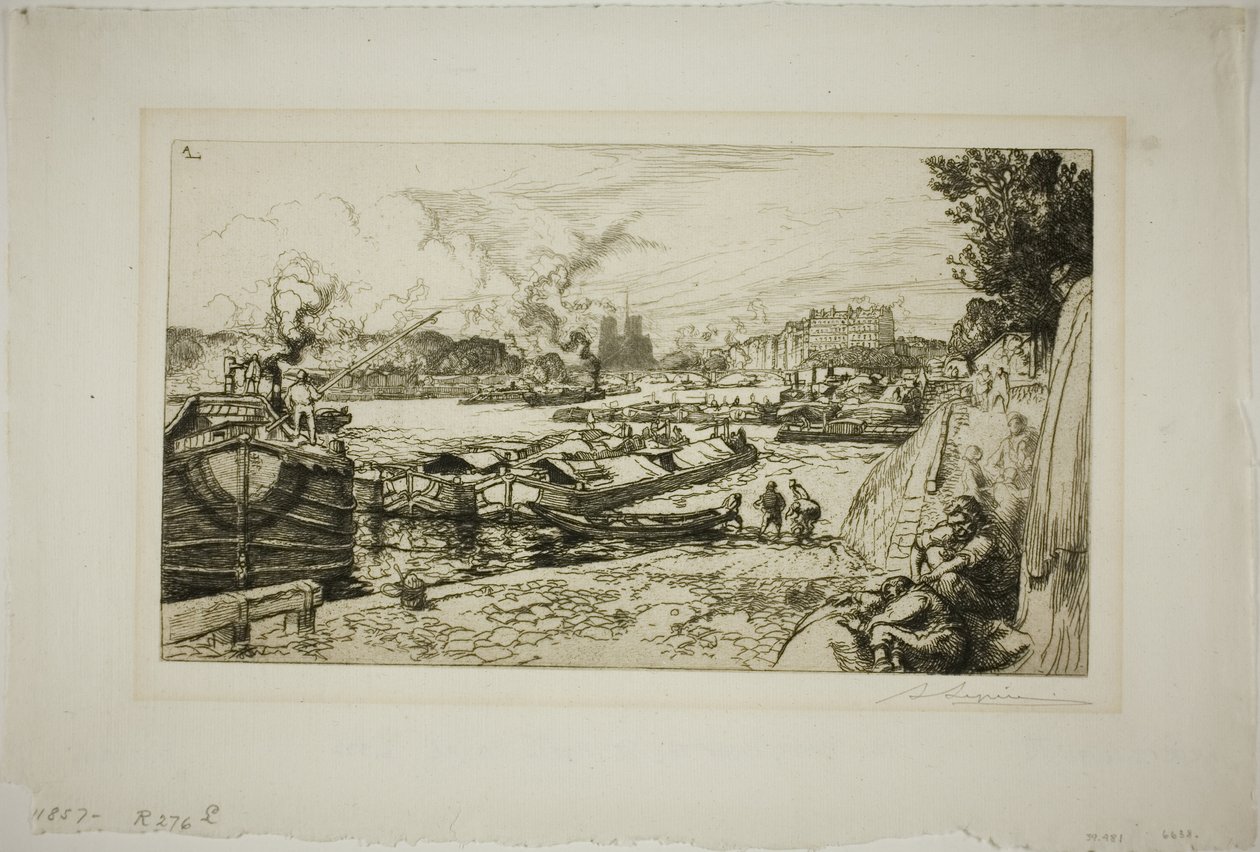 Die Seine an der Mündung des Canal Saint-Martin von Louis Auguste Lepère