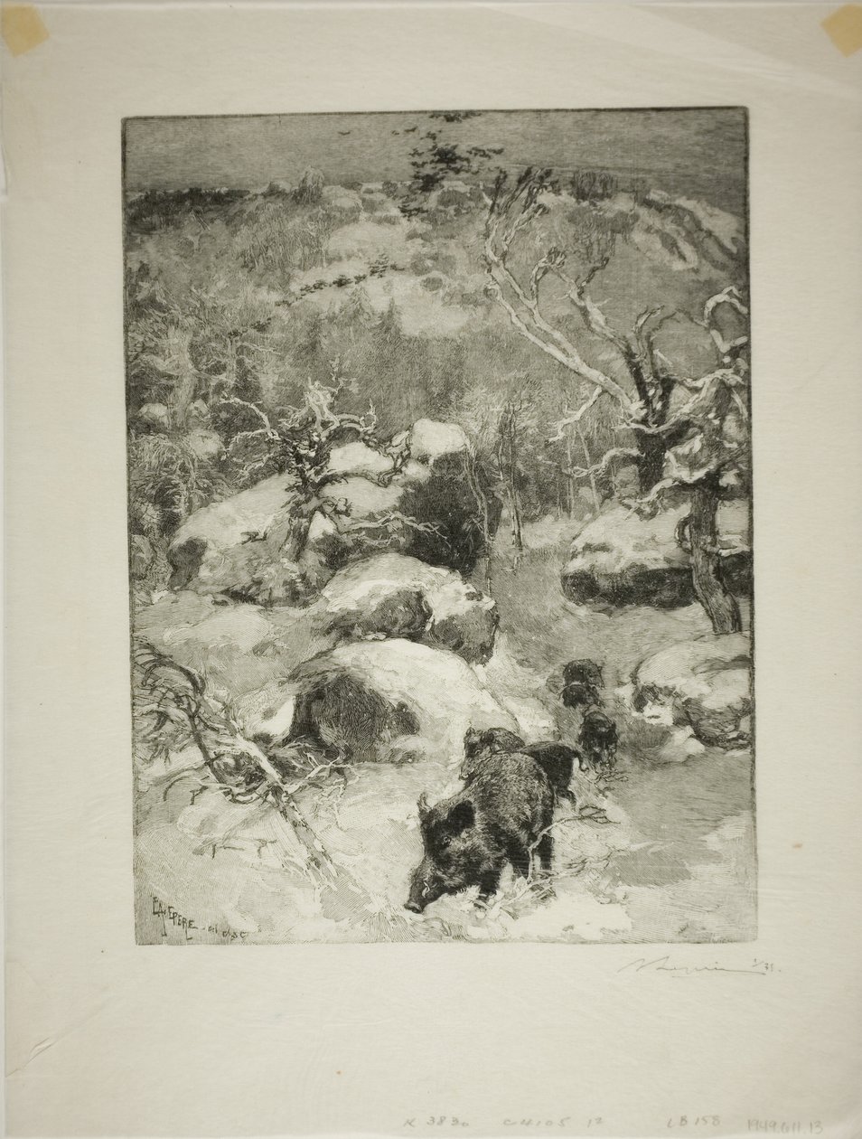 Winter: Cuvier-Châtillon-Klippe von Louis Auguste Lepère