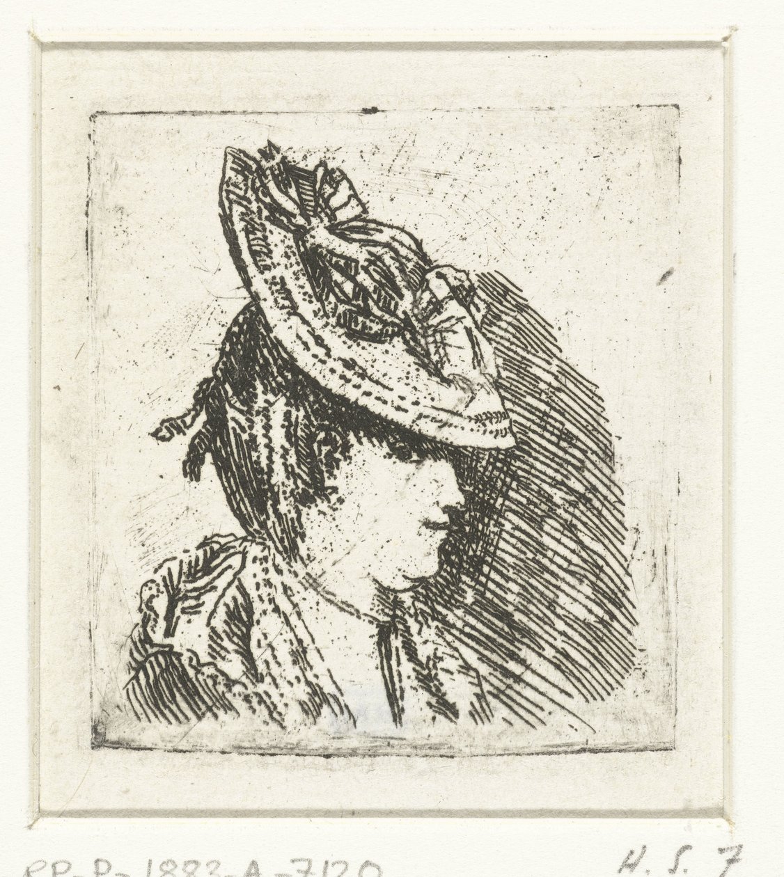 Kopfstudie einer jungen Frau mit Hut von Louis Bernard Coclers