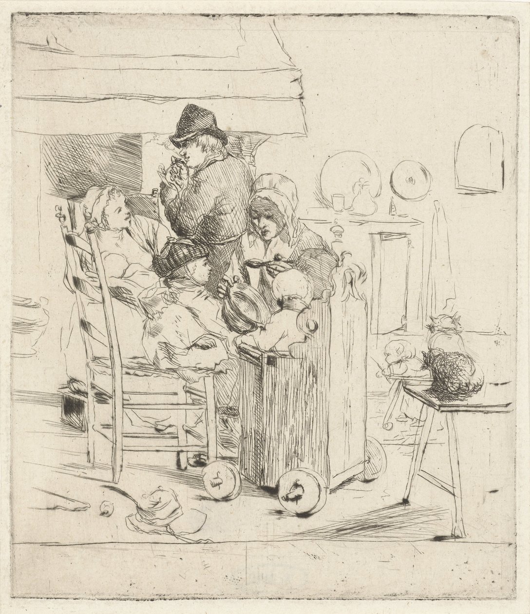 Küchenszene mit Kindern von Louis Bernard Coclers