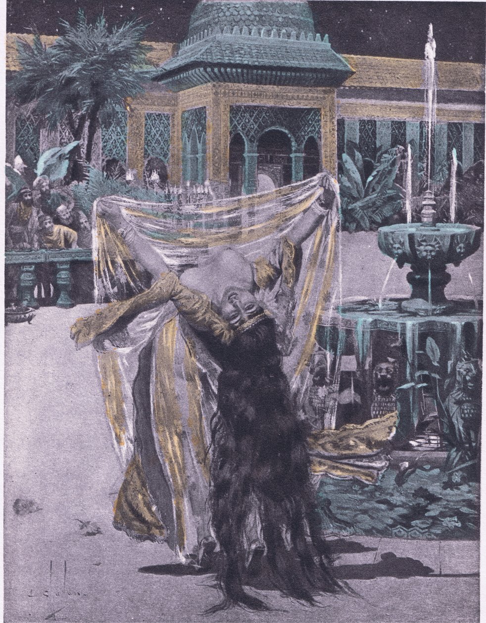 Die Tochter des Sultans von Babylon tanzt (Illustration aus Decameron von Boccaccio) von Louis Chalon