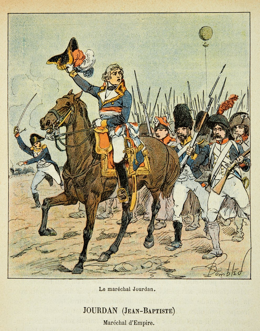 Illustration aus dem Buch „The Memorial of Saint Helene“ von Graf Emmanuel de Las Cases: Der Marschall Jean Baptiste Jourdan an der Spitze seiner Truppen von Louis Charles Bombled