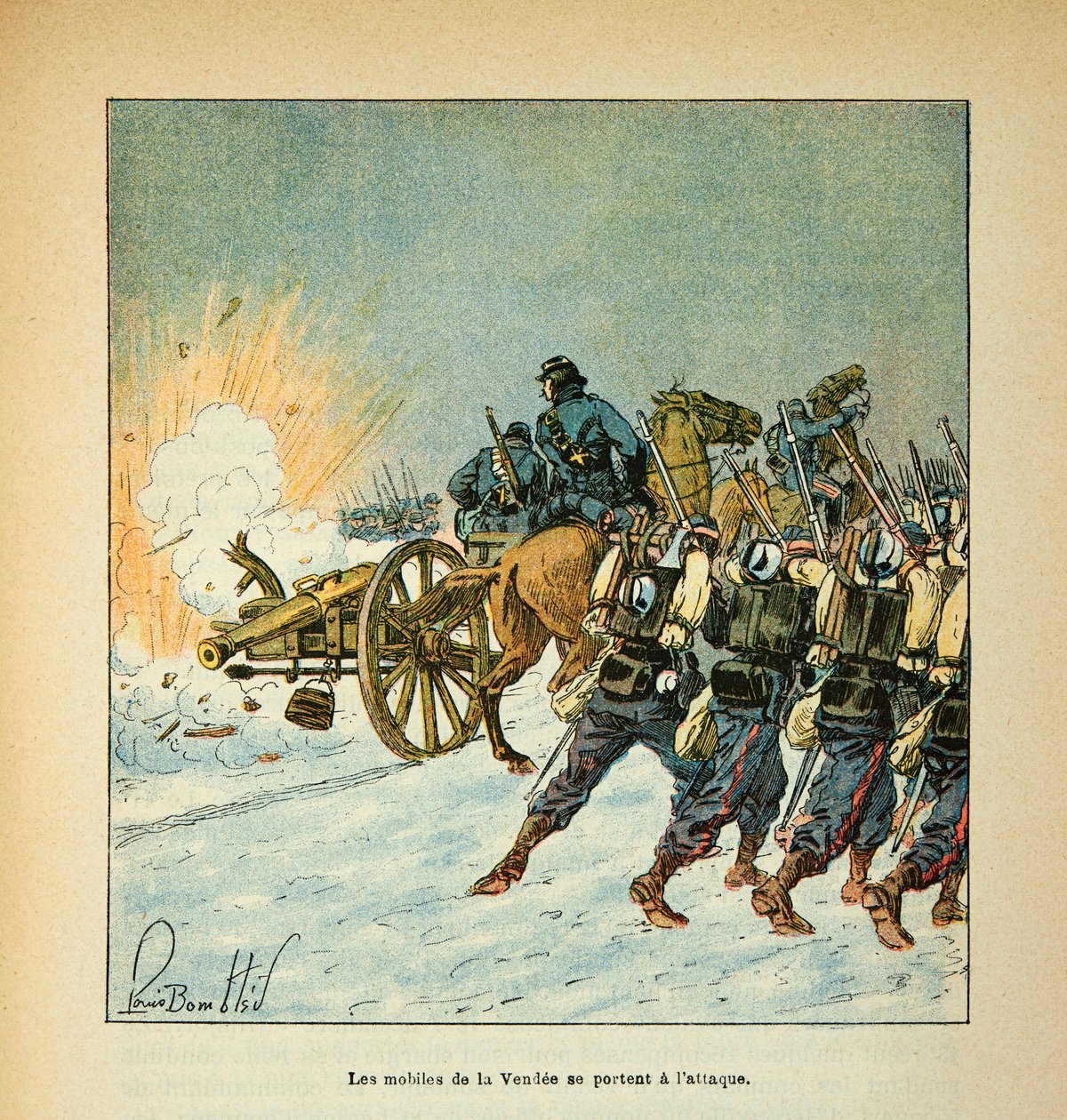 Die Armee der Loire von Eugene Sergent, illustriert von Louis Bombled (Deutsch-Französischer Krieg; Feldzug von 1870-1871): Die Motive des Vendee-Angriffs im Dezember 1870, Teilsammlung von Louis Charles Bombled