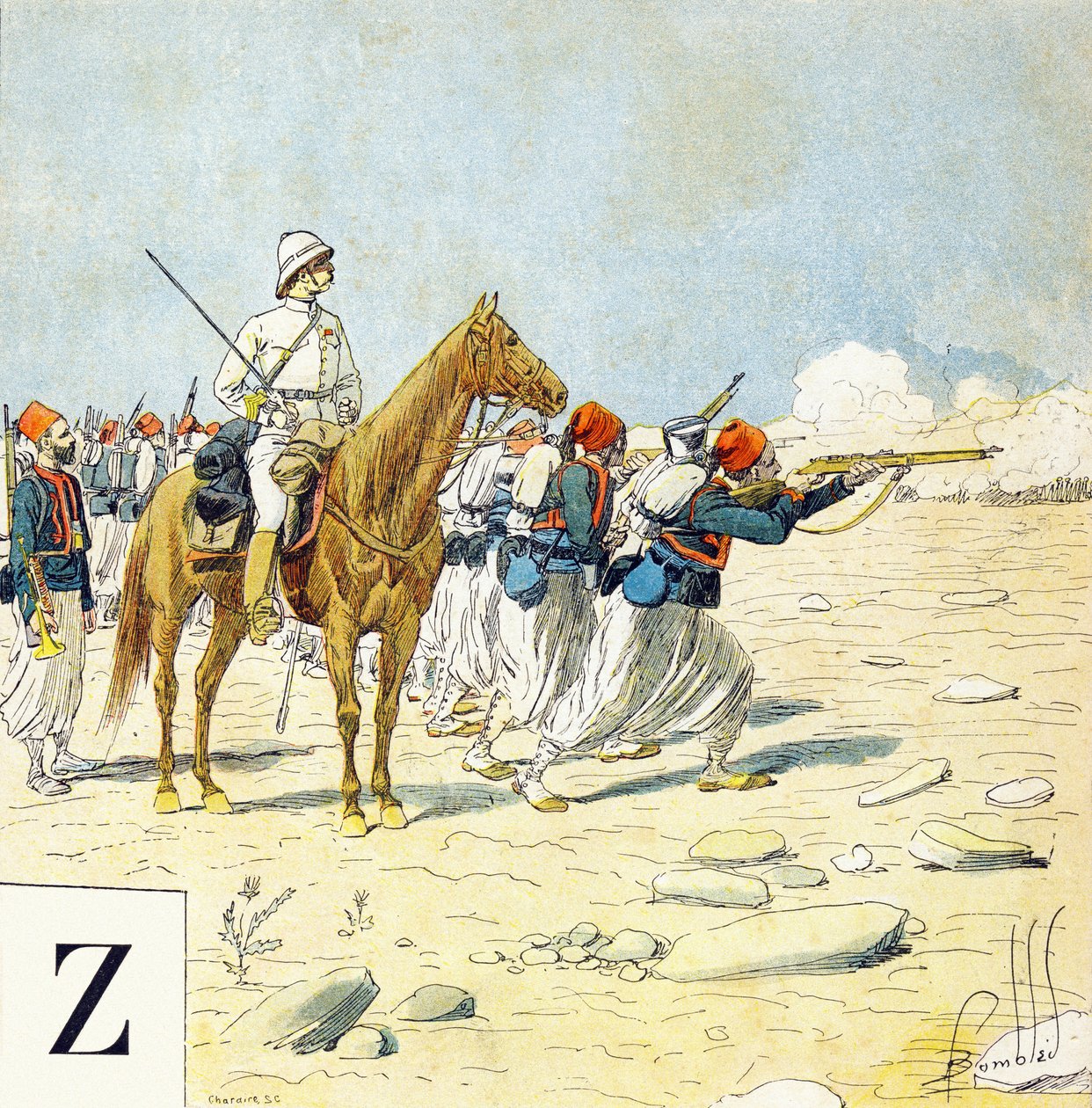 Buchstabe Z: Zuaven, "Je serai soldat" - Militäralphabet von Louis Charles Bombled