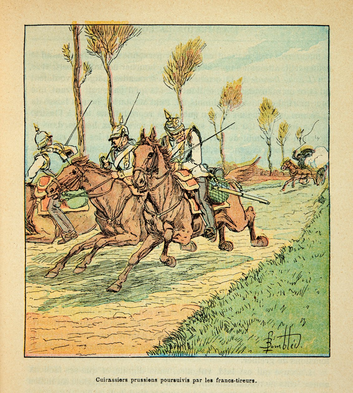 Die Armee der Loire: Preußische Kürassiere von Freischärlern verfolgt, Oktober 1870 von Louis Charles Bombled