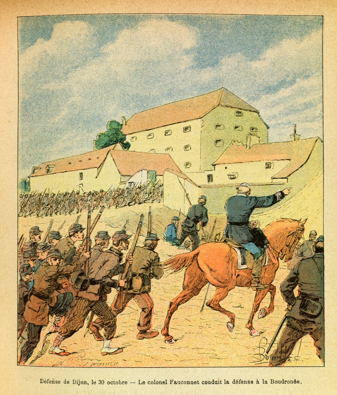 Die Armee des Ostens von Eugene Sergeant, illustriert von Louis Bombled: Verteidigung der Stadt Dijon am 30. Oktober von Louis Charles Bombled