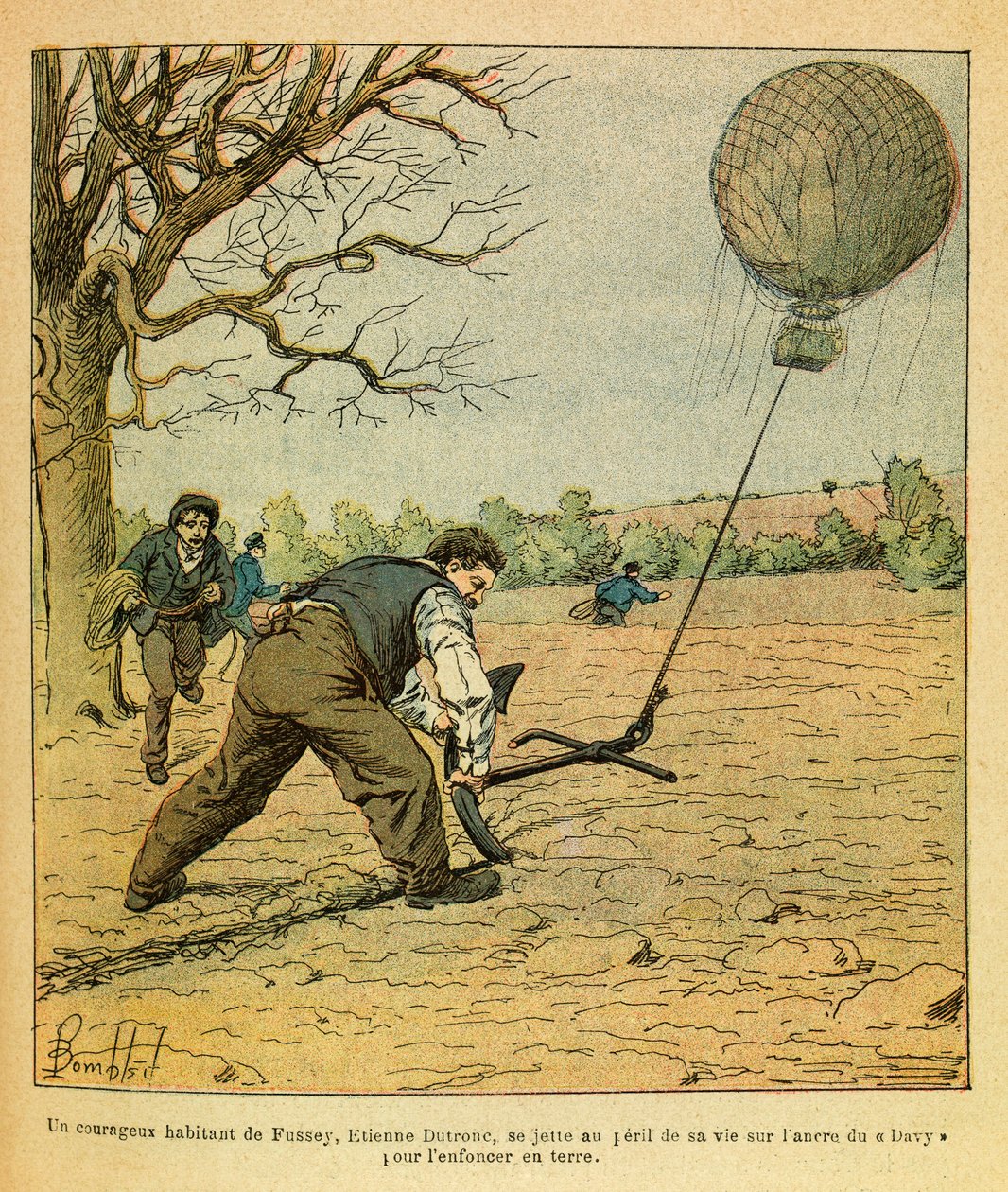 Die östliche Armee: Schlacht von Nuits-Saint-Georges; Bauern versuchen, einen Beobachtungsballon zu halten von Louis Charles Bombled