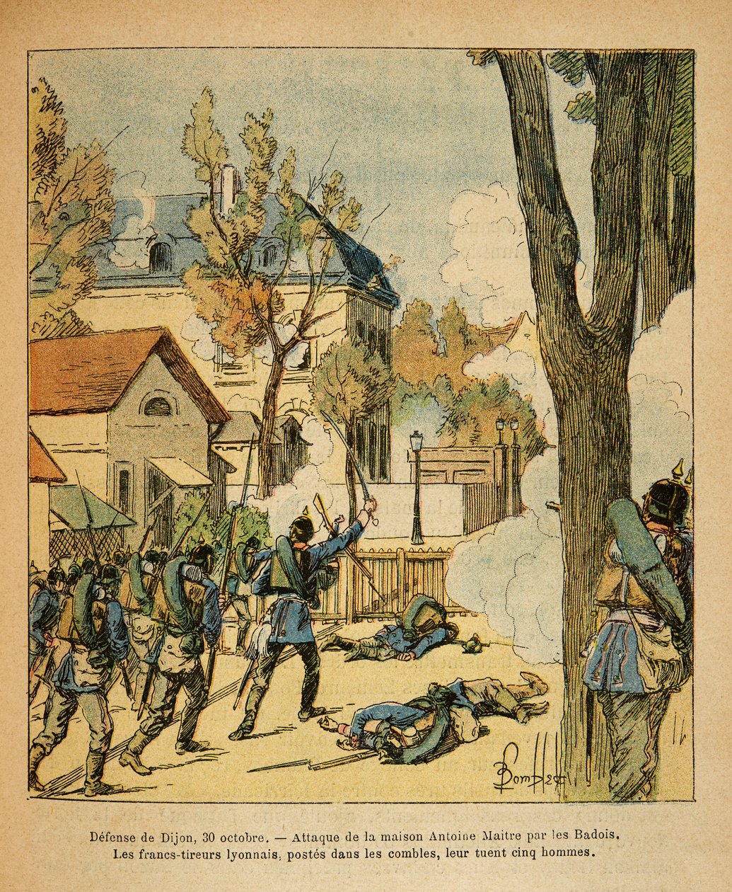 Die Ost-Armee von Eugene Sergeant, illustriert von Louis Bombled: Verteidigung von Dijon am 30. Oktober von Louis Charles Bombled
