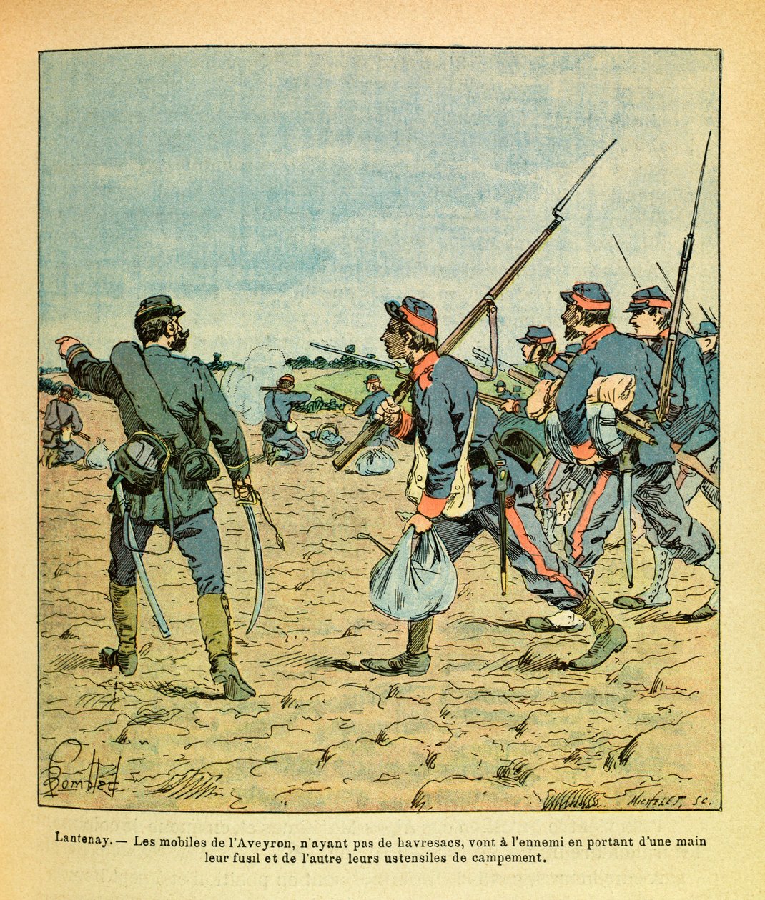 Die Ost-Armee von Eugene Sergeant, illustriert von Louis Bombled: Schlacht von Lantenay von Louis Charles Bombled