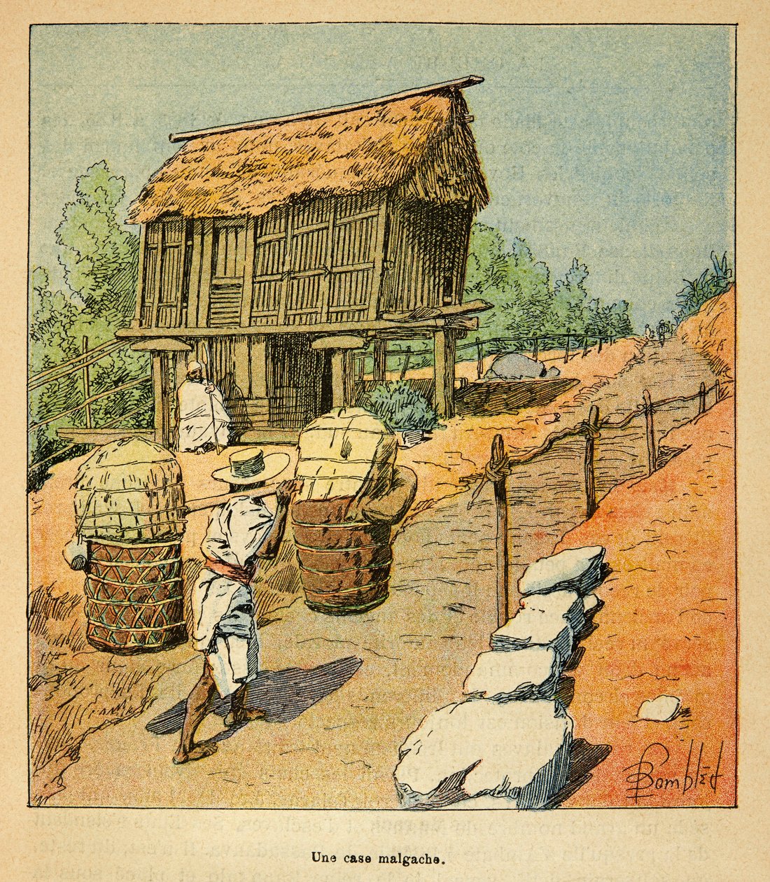 Der Krieg in Madagaskar - Anekdotische Geschichte der französischen Expeditionen von 1885-1895 von Henri Galli dit Galllichet (1854-1922), illustriert von Louis Bombled (1862-1927): Ein madagassischer Fall im 19. Jahrhundert, Privatbesitz von Louis Charles Bombled