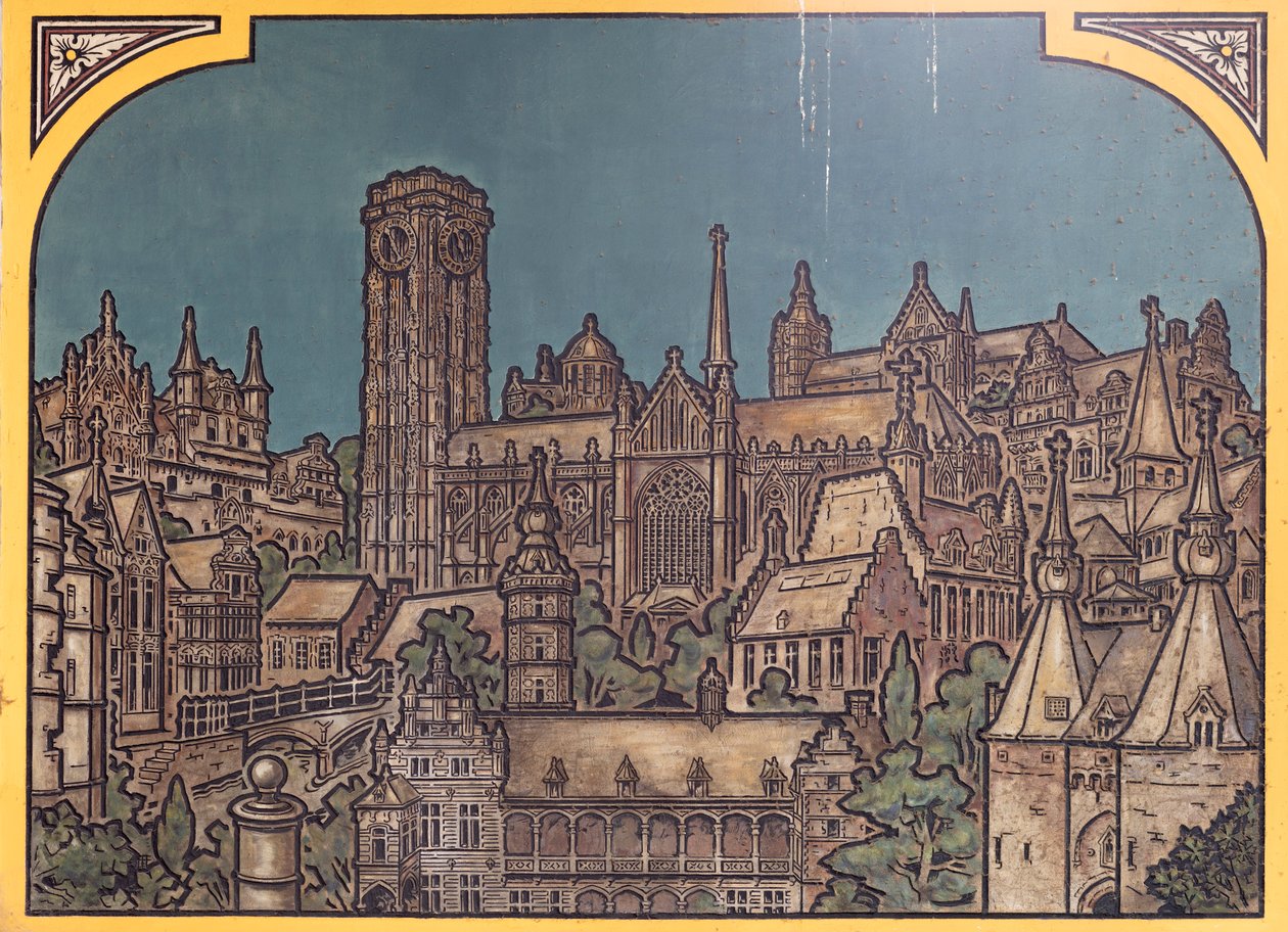 Bahnhofsgebäude (Sint-Pietersstation). Innenansicht. 1912. Die Eingangshalle. von Louis Cloquet