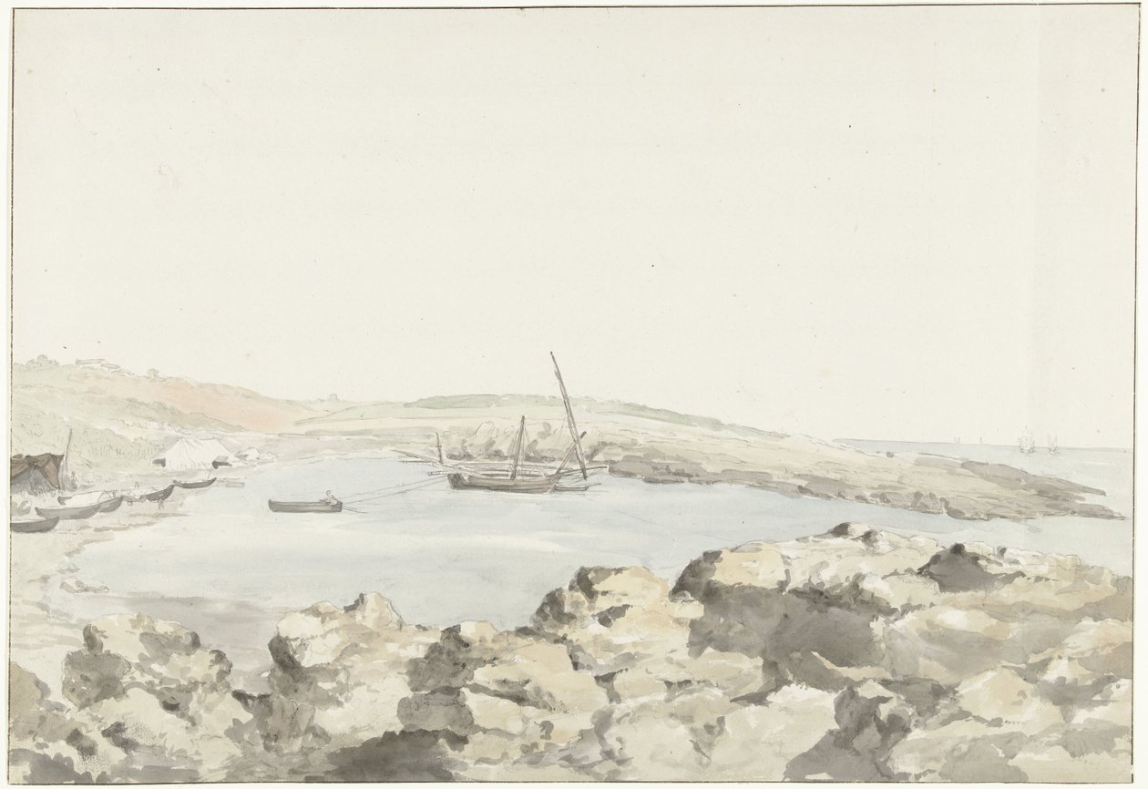 Ansicht des Hafens von Luogo Vivo (Voyage en Italie, en Sicile et à Malte - 1778) von Louis Ducros