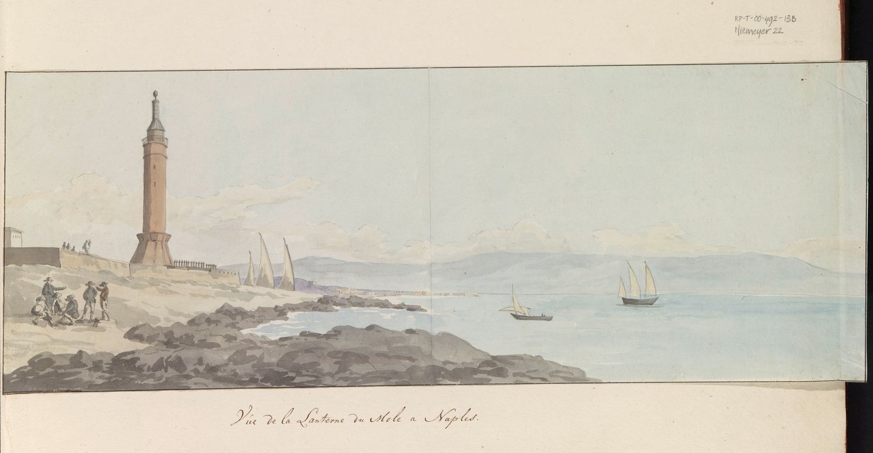 Ansicht des Leuchtturms am Hafen von Neapel (Voyage en Italie, en Sicile et à Malte - 1778) von Louis Ducros