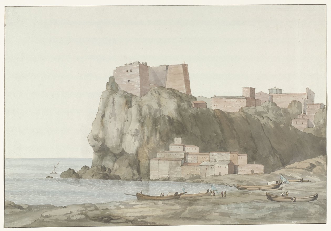 Felsen und Stadt Scilla in der Region Kalabrien an der Westküste von Louis Ducros