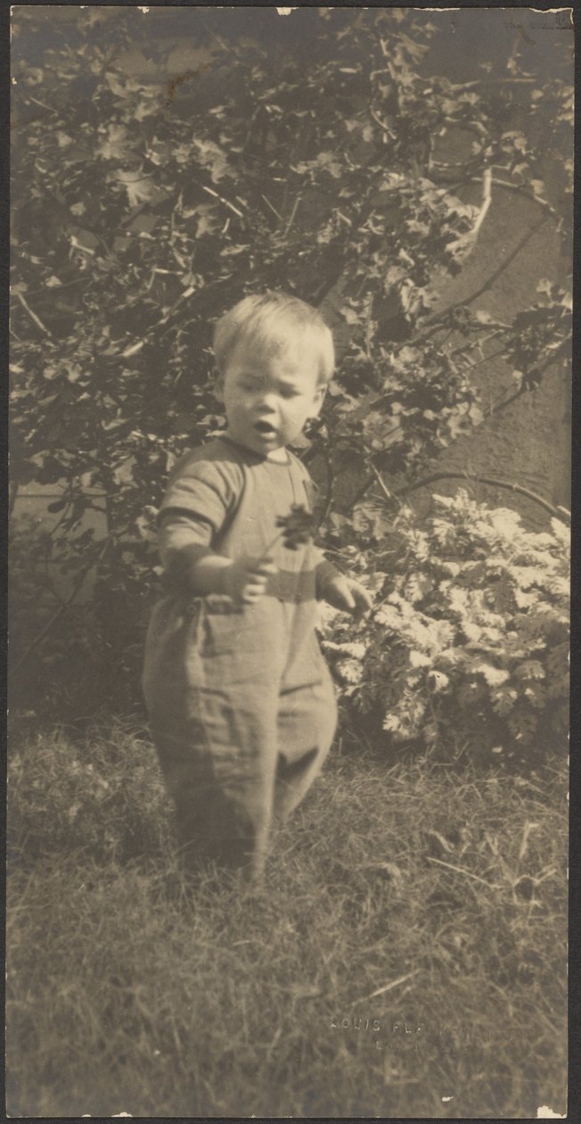[Porträt eines Kindes im Garten] von Louis Fleckenstein