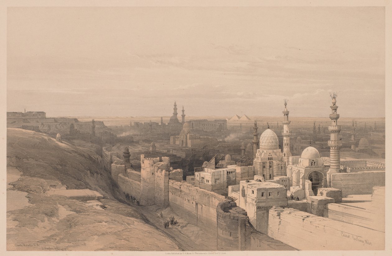 Ägypten und Nubien: Band III - Nr. 26, Kairo, Blick nach Westen, 1838 von Louis Haghe