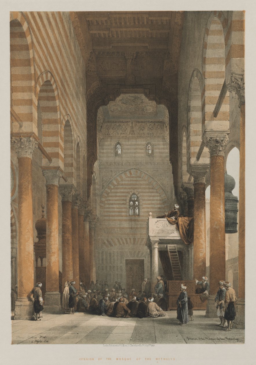 Ägypten und Nubien, Band III: Innenraum der Moschee der Metwalys, 1849 von Louis Haghe