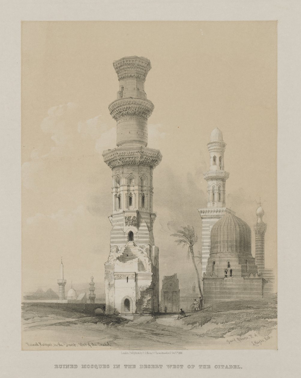 Ägypten und Nubien, Band III: Ruinierte Moscheen in der Wüste, westlich der Zitadelle von Louis Haghe