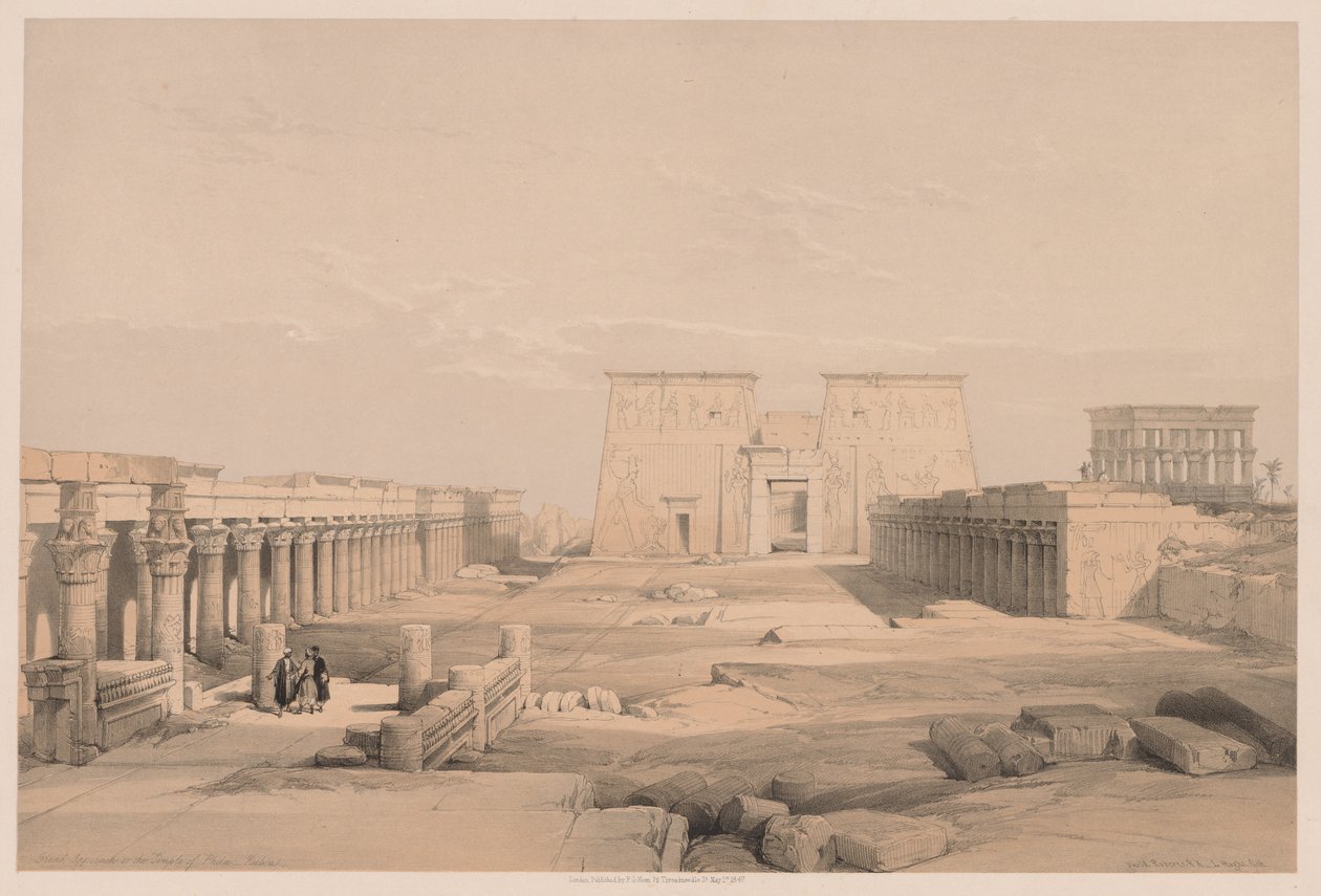 Ägypten und Nubien: Band I - Nr. 42, Großer Zugang zum Tempel von Philae, Nubien von Louis Haghe