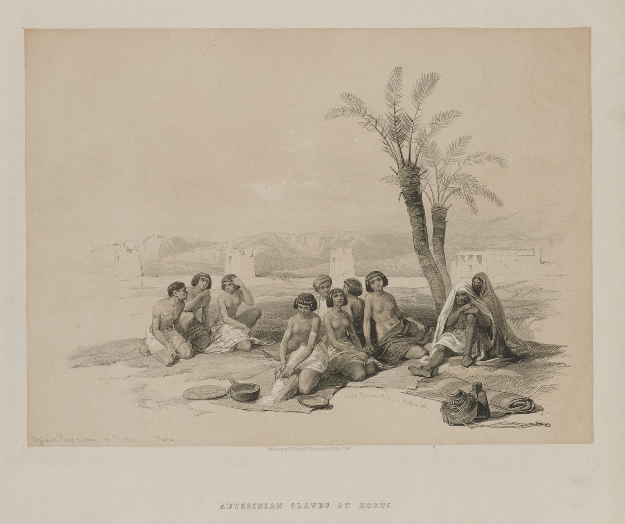 Ägypten und Nubien, Band I: Abessinische Sklaven ruhen in Korti-Nubien von Louis Haghe