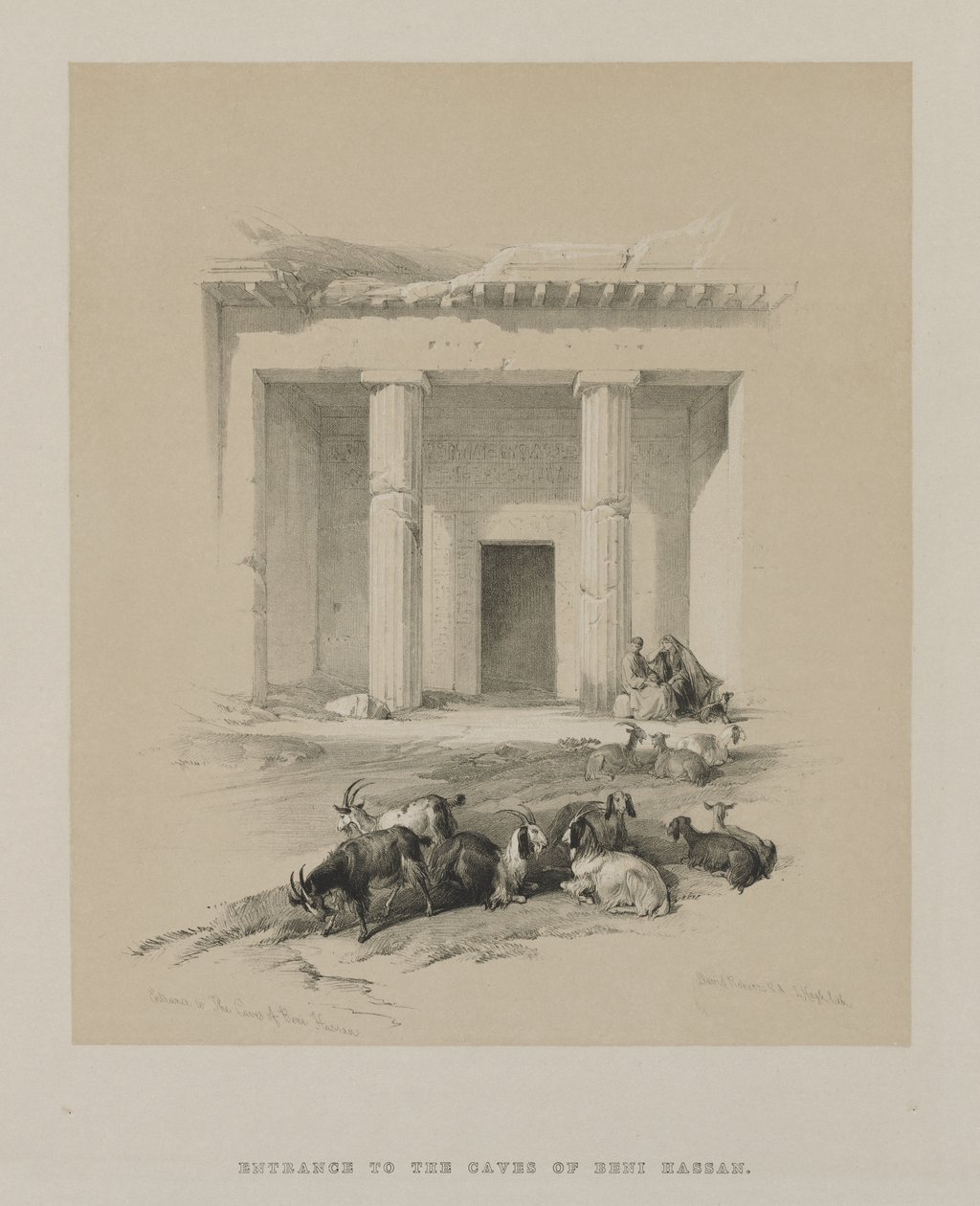 Ägypten und Nubien, Band I: Eingang zu den Höhlen von Beni-Hasan von Louis Haghe