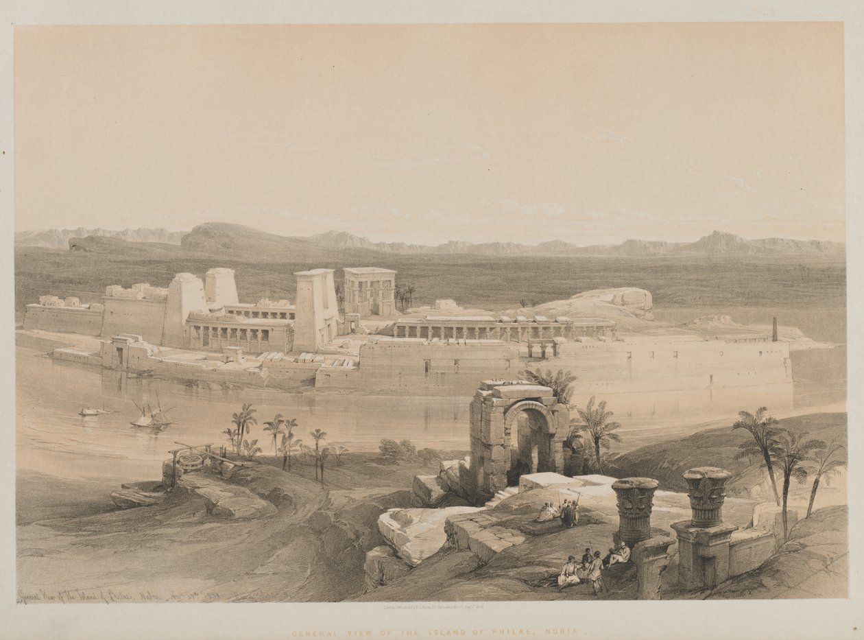 Ägypten und Nubien, Band I: Gesamtansicht der Insel Philae, Nubien von Louis Haghe
