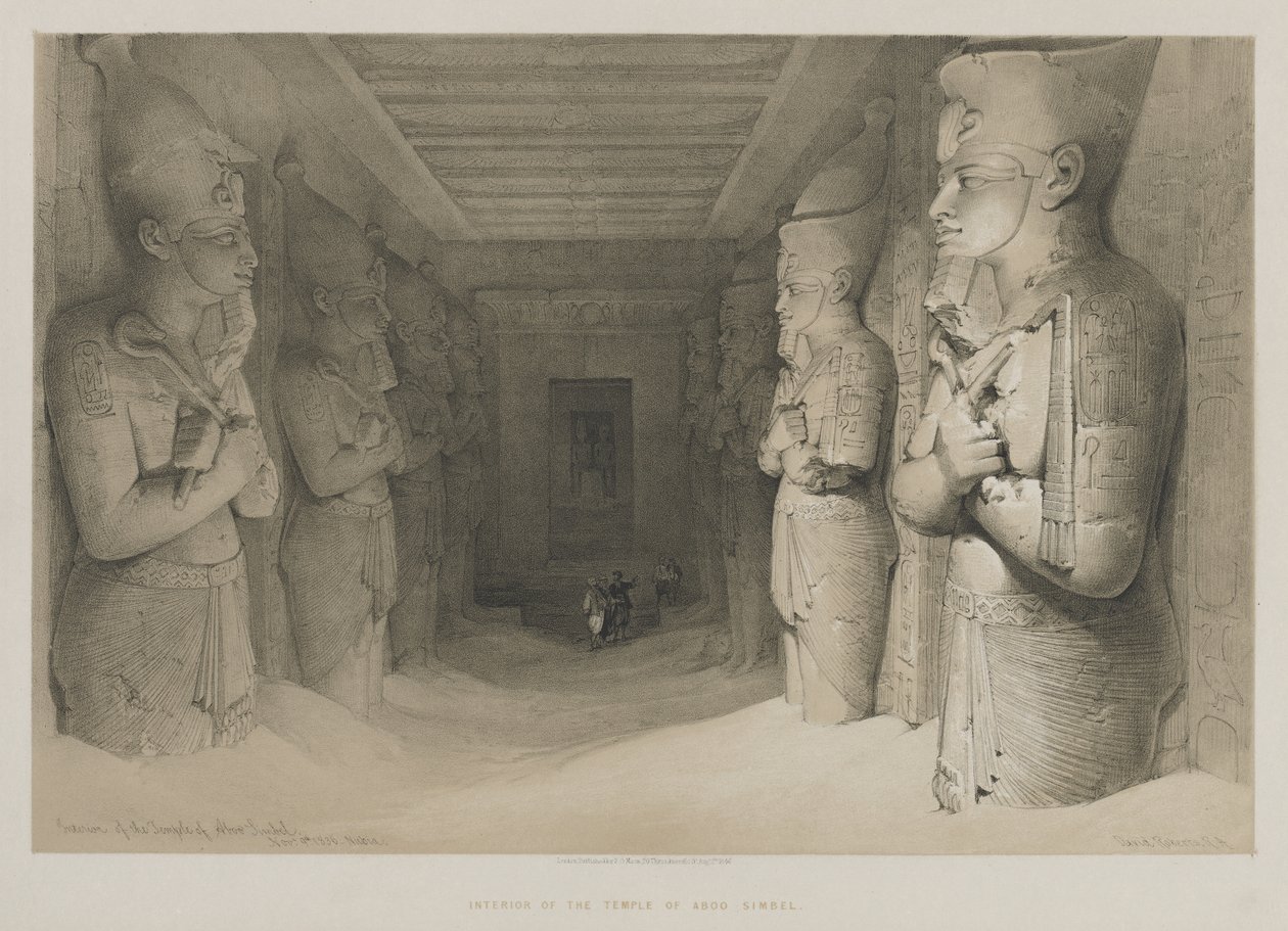 Ägypten und Nubien, Band I: Innenraum des Tempels von Abu Simbel, 1846 von Louis Haghe