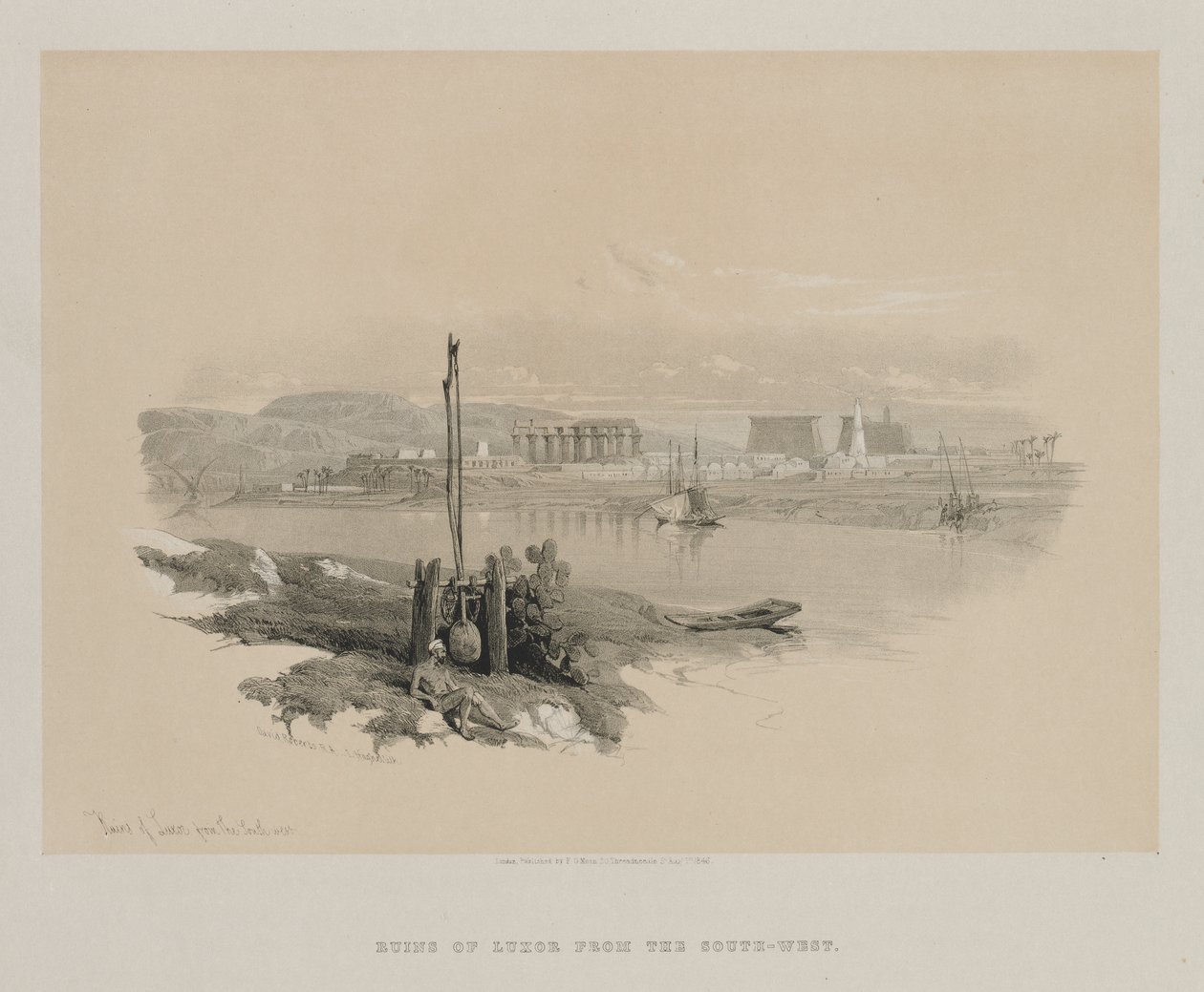 Ägypten und Nubien, Band I: Ruinen von Luxor von Südwesten, 1846 von Louis Haghe