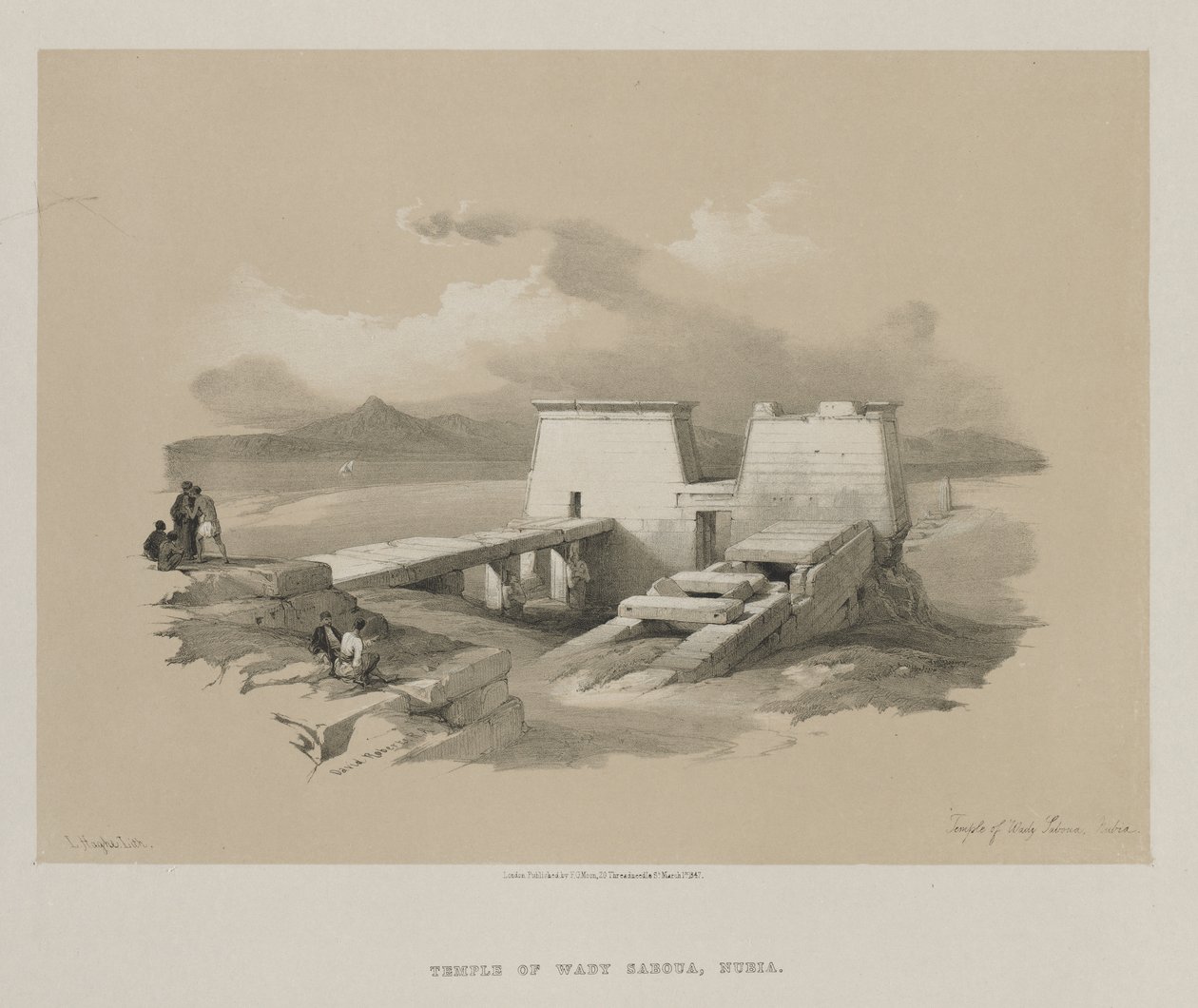 Ägypten und Nubien, Band I: Tempel von Wady Saboua, Nubien, 1846 von Louis Haghe