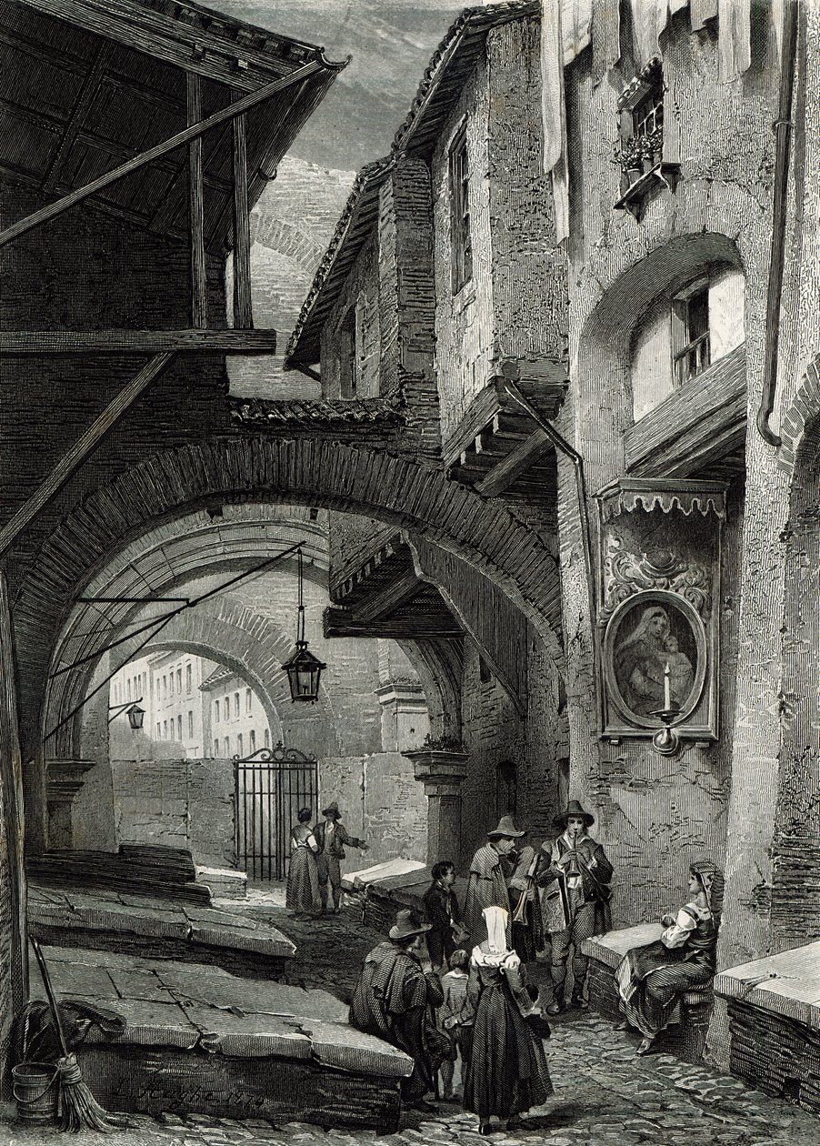 Das Ghetto, Rom, graviert von S.V. Hunt, Cassell und Company, 1847