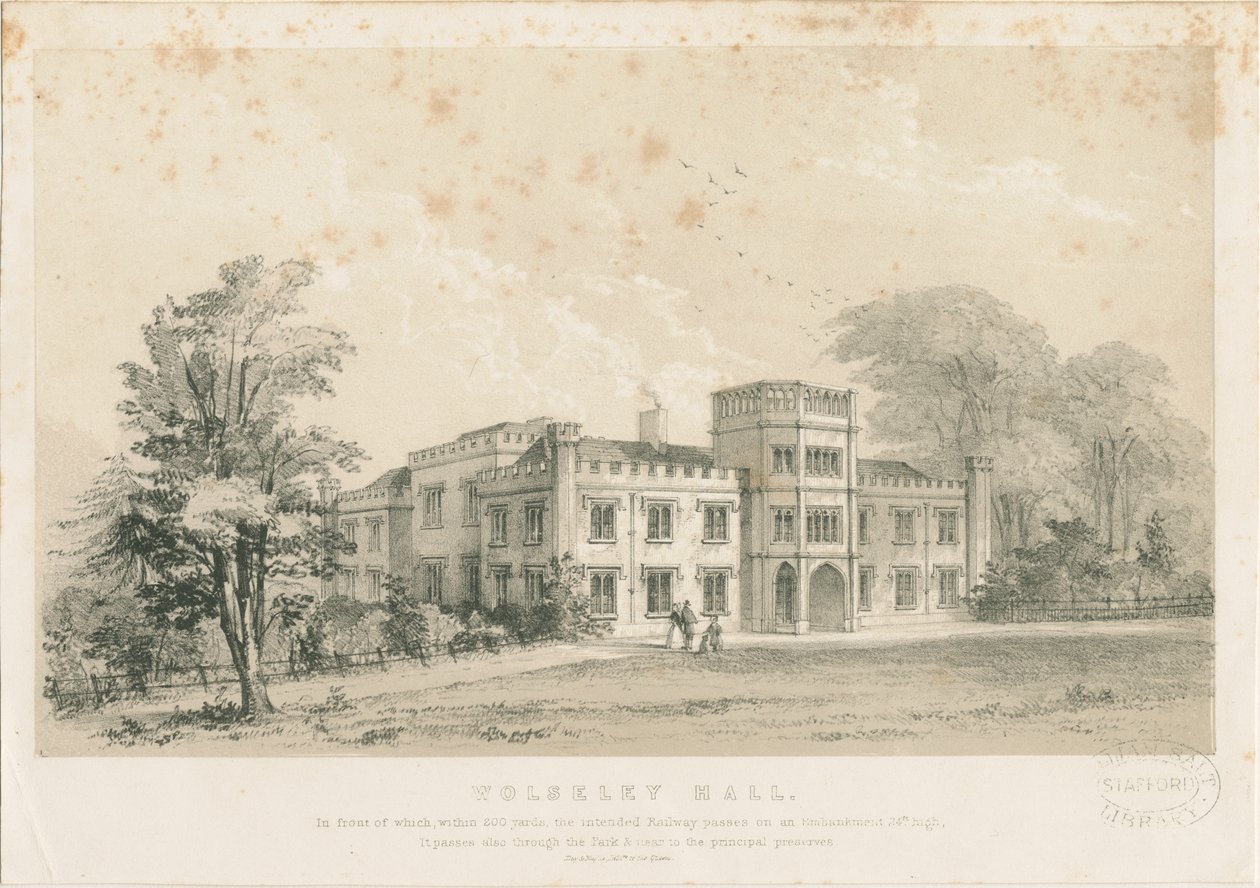 Wolseley Hall: Stahlstich, undatiert [ca. 1830] von Louis Haghe
