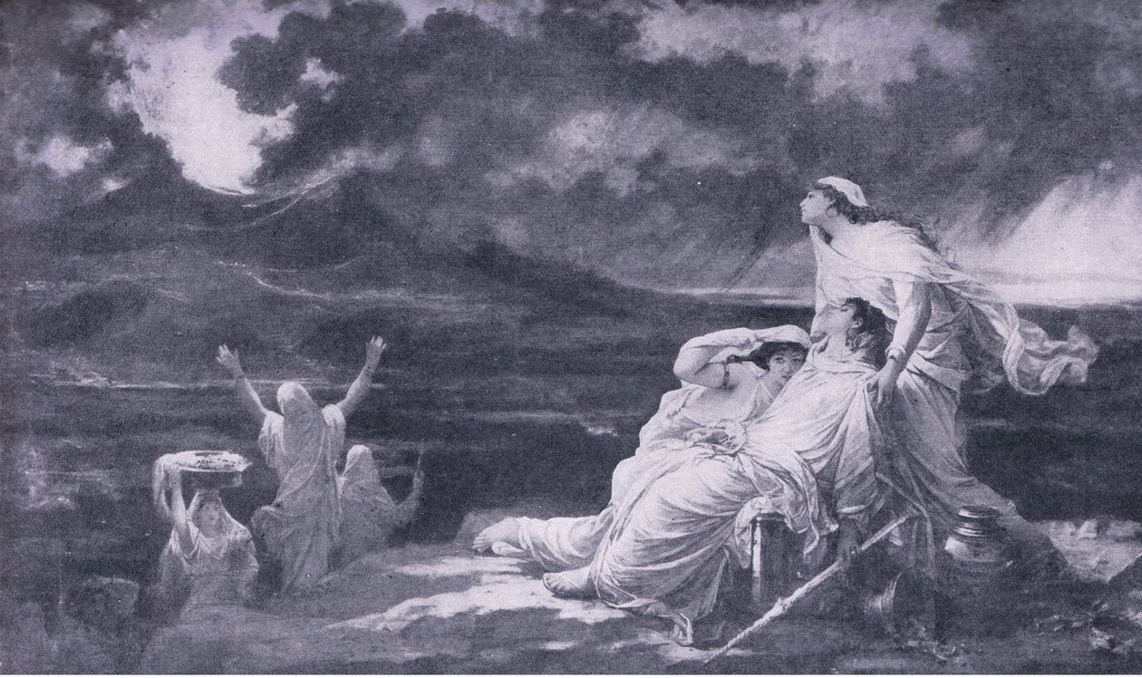 Herculaneum: Der Ausbruch des Vesuvs, Illustration aus The Worlds Library of Best Books, ca. 1940 von Louis Hector Leroux