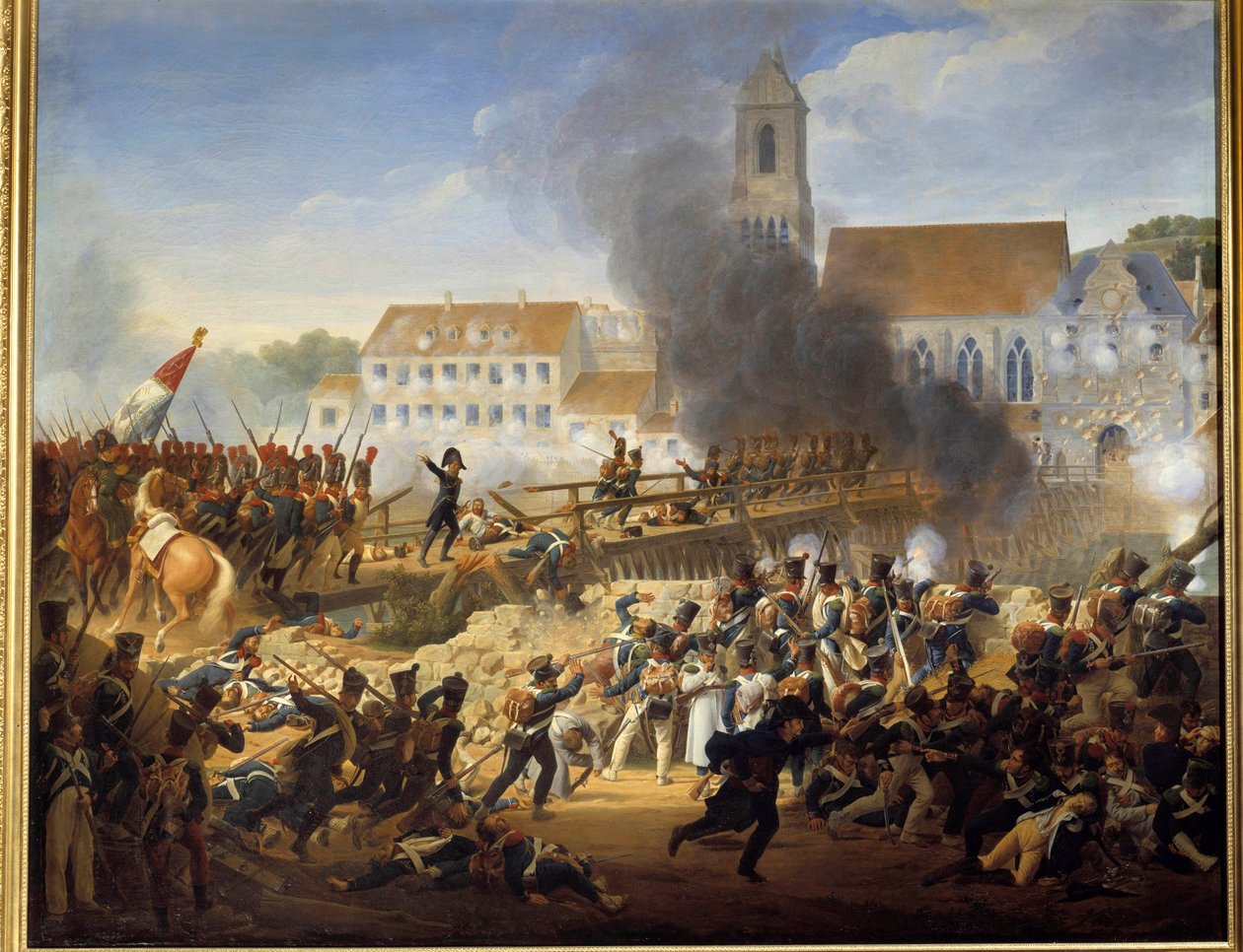 Überquerung der Landshut-Brücke am 21.04.1809, General Mouton führte die Grenadiere des 17. Linienregiments von Louis Hersent